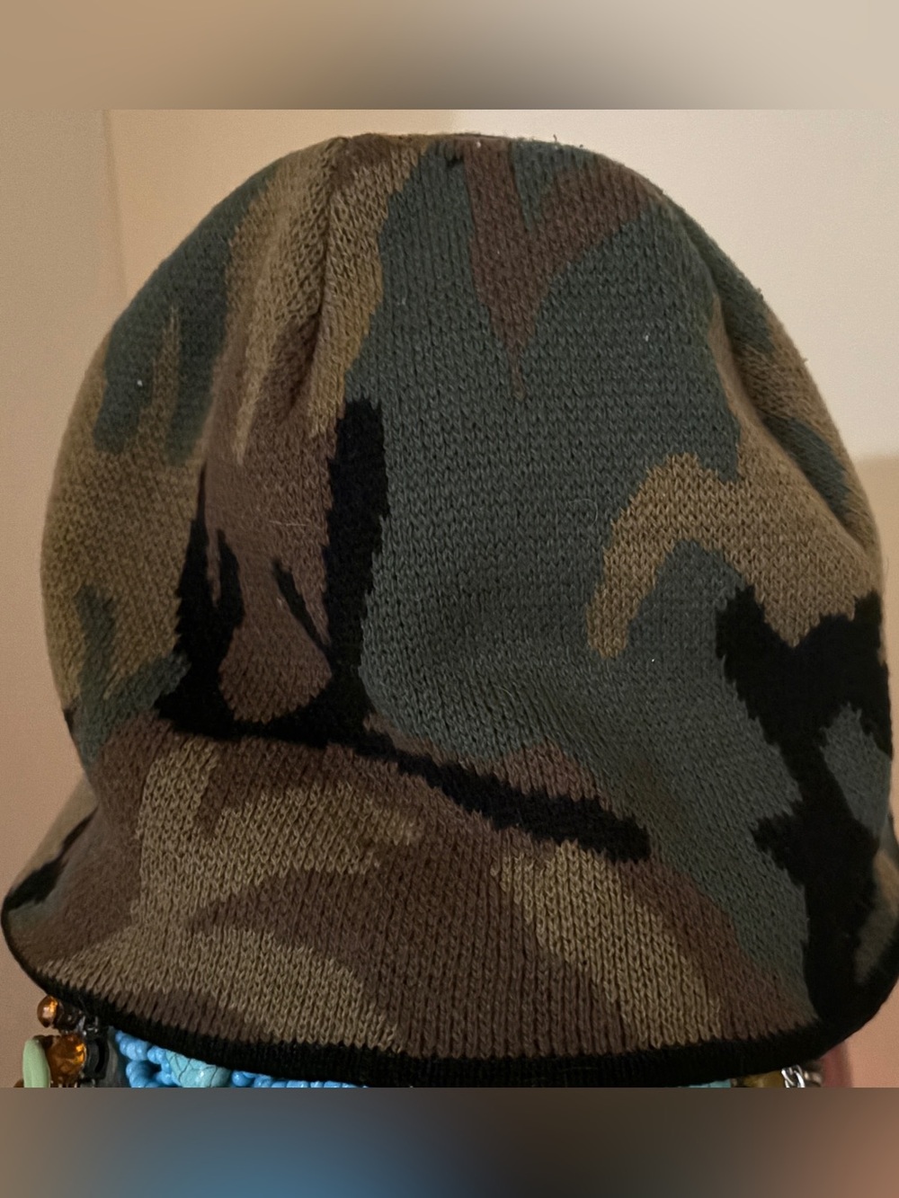 Camo Knit Beanie in Olive, Brown, Black